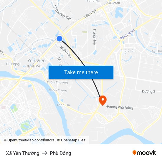 Xã Yên Thường to Phù Đổng map