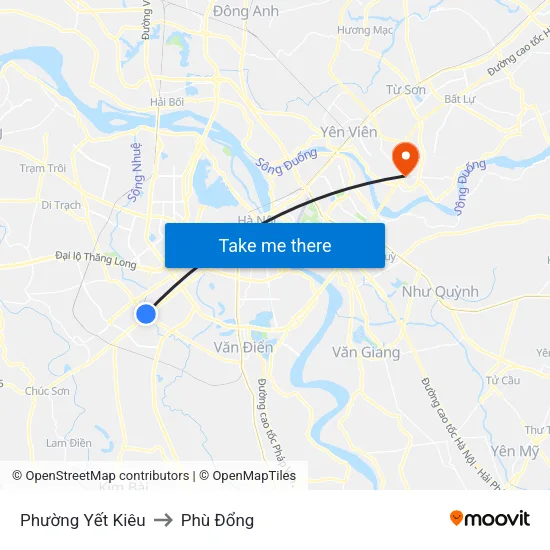 Phường Yết Kiêu to Phù Đổng map