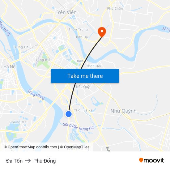 Đa Tốn to Phù Đổng map