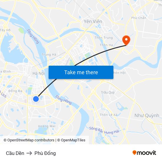 Cầu Dền to Phù Đổng map