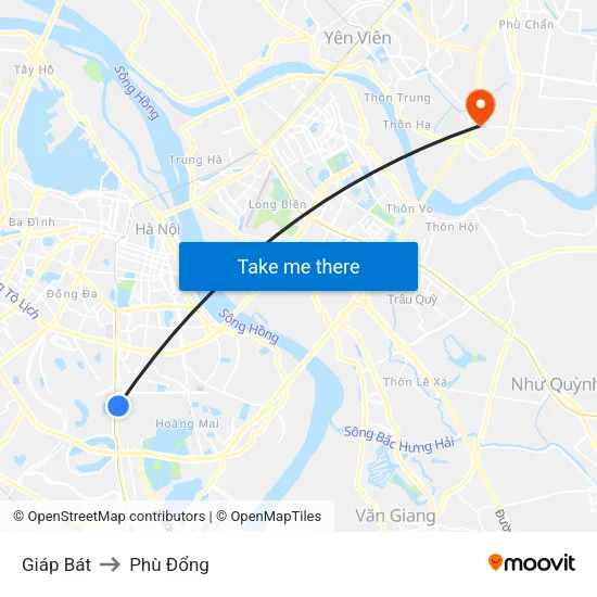 Giáp Bát to Phù Đổng map