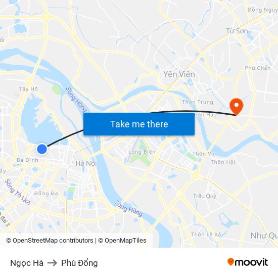 Ngọc Hà to Phù Đổng map