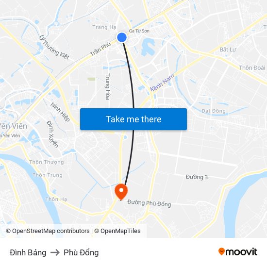 Đình Bảng to Phù Đổng map