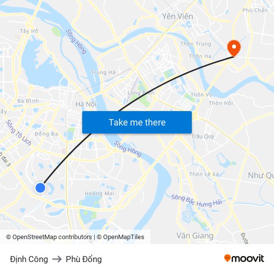 Định Công to Phù Đổng map