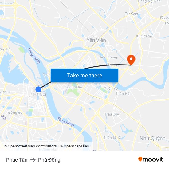 Phúc Tân to Phù Đổng map