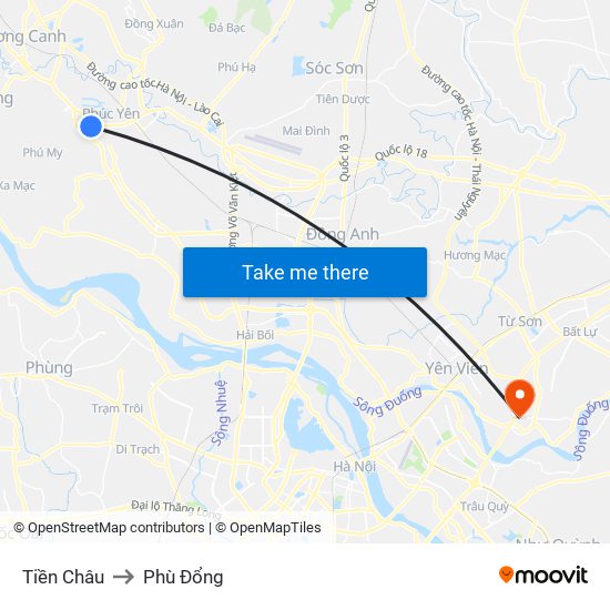 Tiền Châu to Phù Đổng map