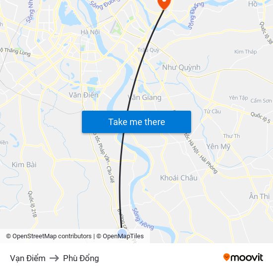 Vạn Điểm to Phù Đổng map