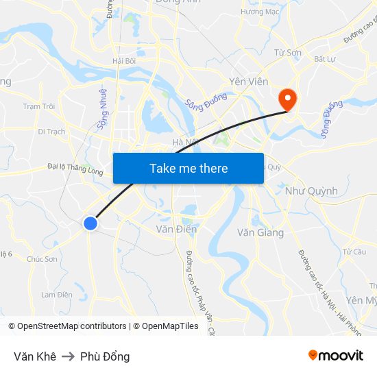 Văn Khê to Phù Đổng map