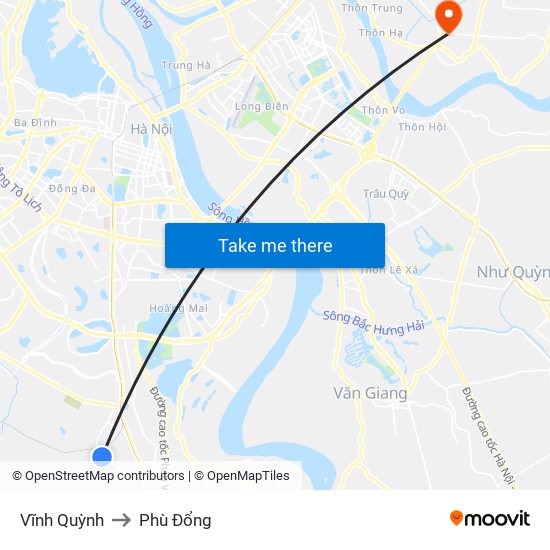 Vĩnh Quỳnh to Phù Đổng map
