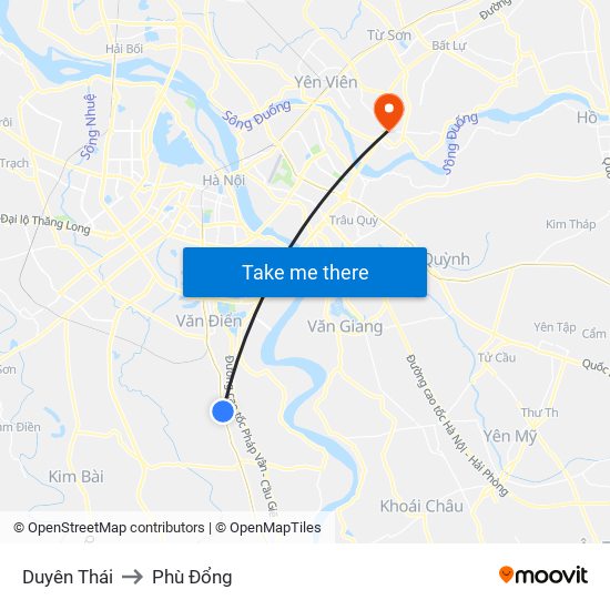 Duyên Thái to Phù Đổng map
