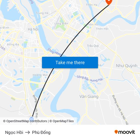 Ngọc Hồi to Phù Đổng map