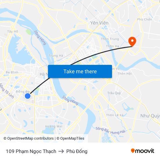 109 Phạm Ngọc Thạch to Phù Đổng map