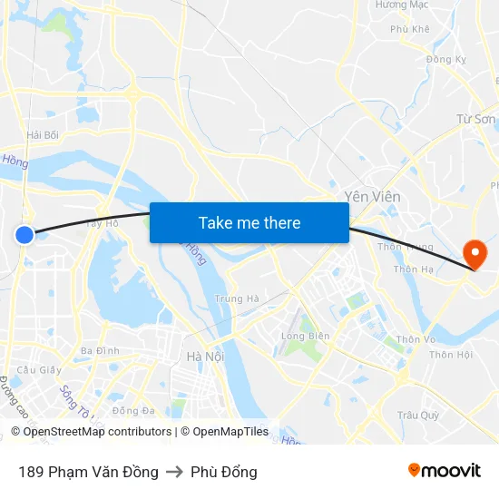 189 Phạm Văn Đồng to Phù Đổng map