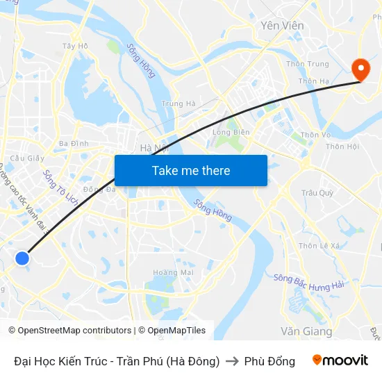 Đại Học Kiến Trúc - Trần Phú (Hà Đông) to Phù Đổng map