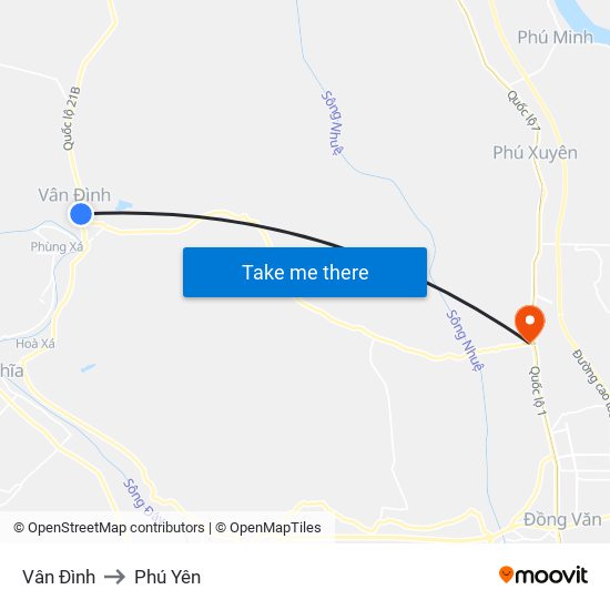 Vân Đình to Phú Yên map