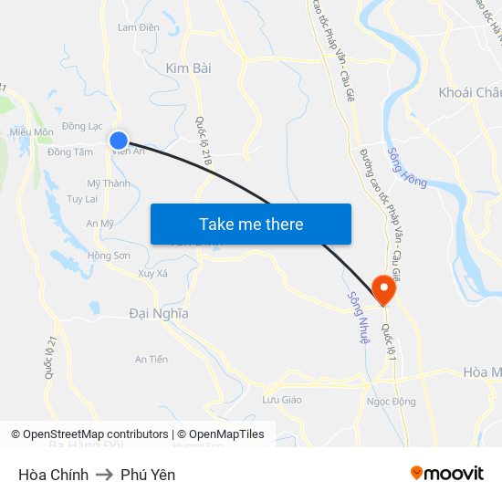 Hòa Chính to Phú Yên map