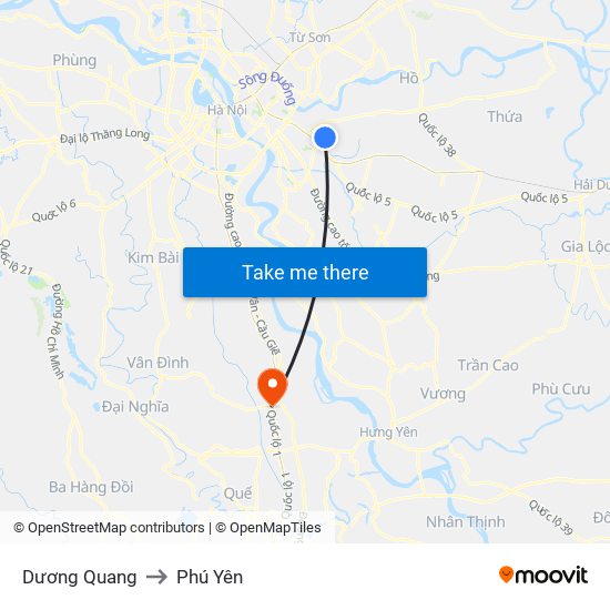 Dương Quang to Phú Yên map