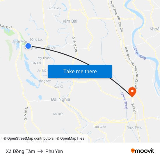 Xã Đồng Tâm to Phú Yên map