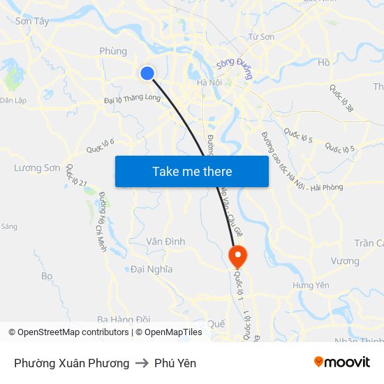 Phường Xuân Phương to Phú Yên map