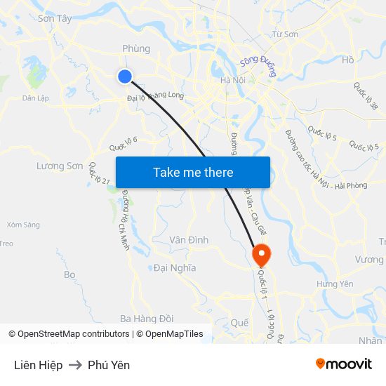 Liên Hiệp to Phú Yên map