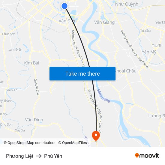 Phương Liệt to Phú Yên map