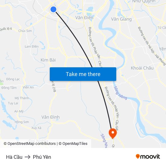 Hà Cầu to Phú Yên map