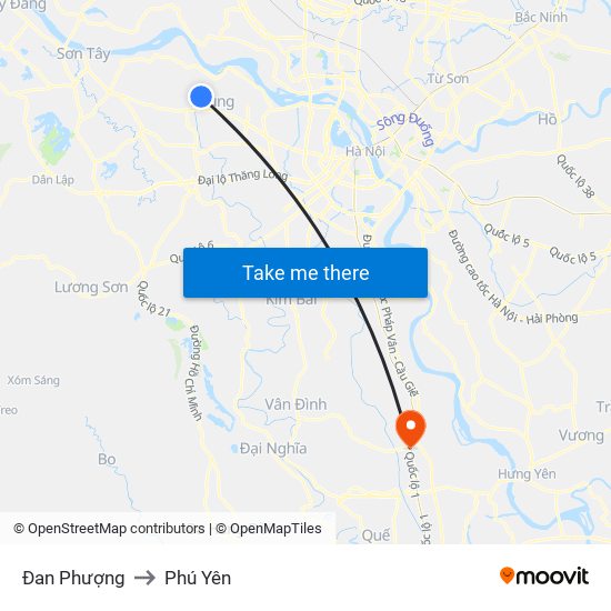 Đan Phượng to Phú Yên map