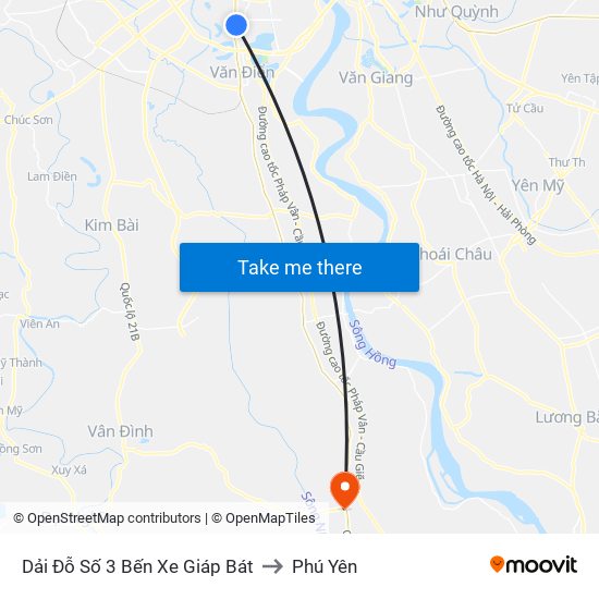 Dải Đỗ Số 3 Bến Xe Giáp Bát to Phú Yên map