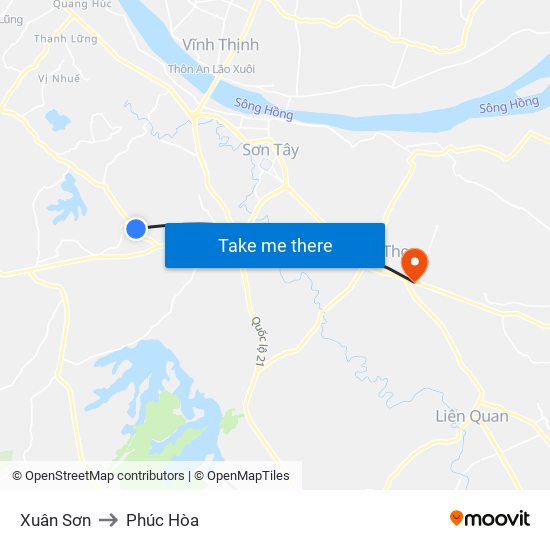 Xuân Sơn to Phúc Hòa map