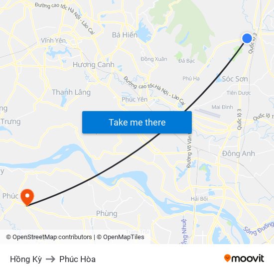 Hồng Kỳ to Phúc Hòa map