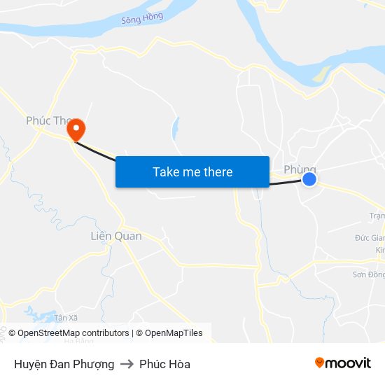 Huyện Đan Phượng to Phúc Hòa map