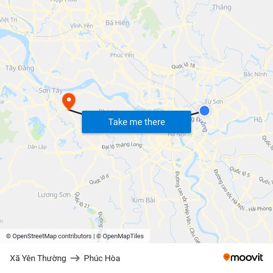 Xã Yên Thường to Phúc Hòa map