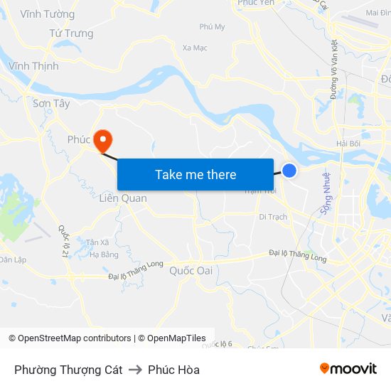 Phường Thượng Cát to Phúc Hòa map