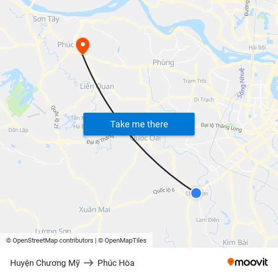 Huyện Chương Mỹ to Phúc Hòa map