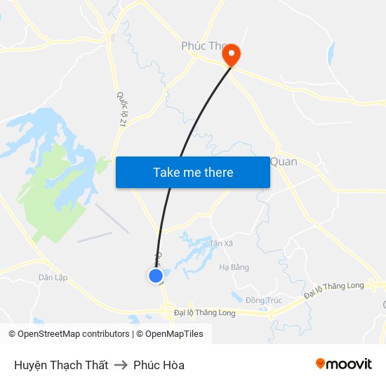 Huyện Thạch Thất to Phúc Hòa map