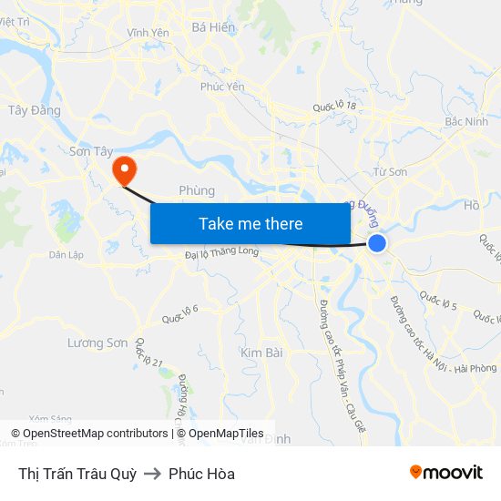 Thị Trấn Trâu Quỳ to Phúc Hòa map