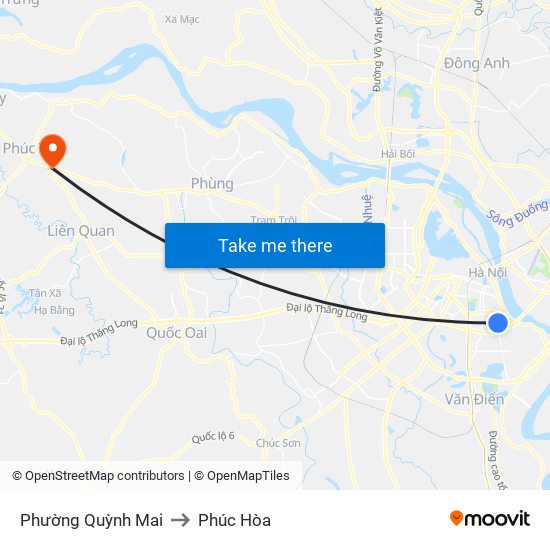 Phường Quỳnh Mai to Phúc Hòa map