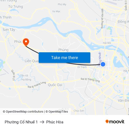 Phường Cổ Nhuế 1 to Phúc Hòa map