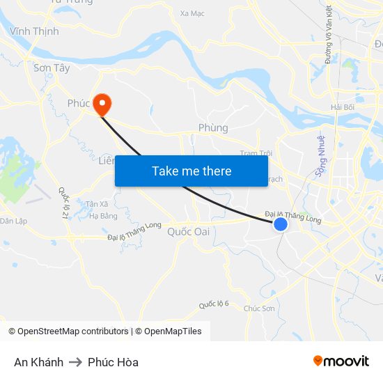 An Khánh to Phúc Hòa map