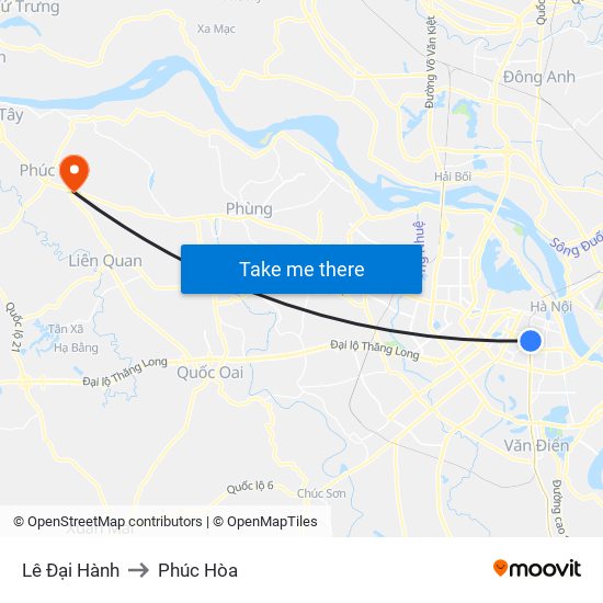 Lê Đại Hành to Phúc Hòa map