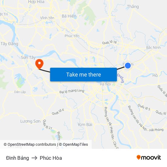 Đình Bảng to Phúc Hòa map