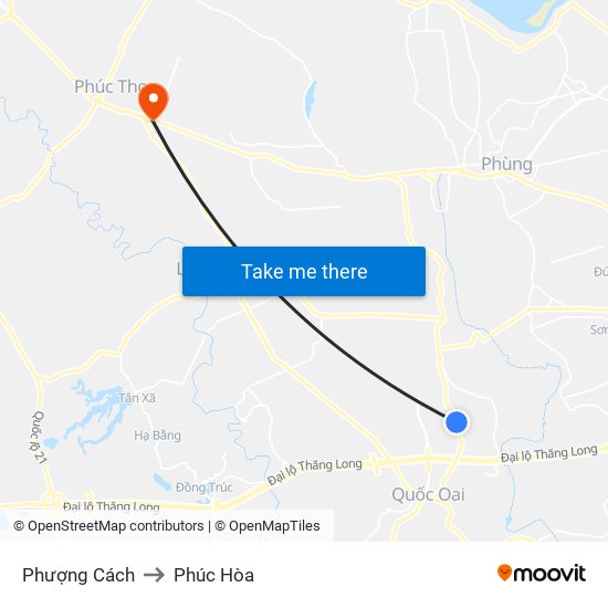 Phượng Cách to Phúc Hòa map