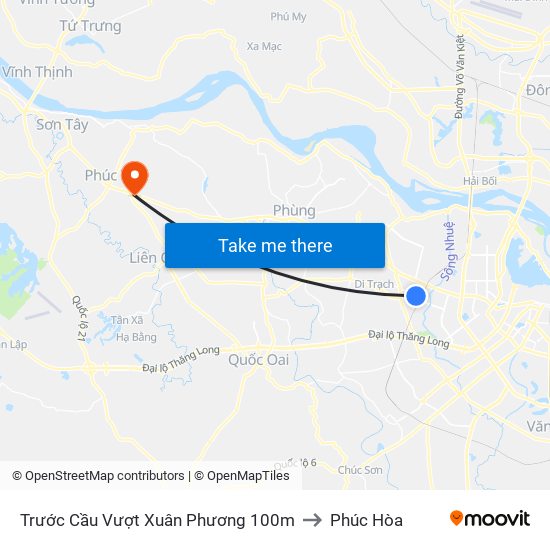 Trước Cầu Vượt Xuân Phương 100m to Phúc Hòa map