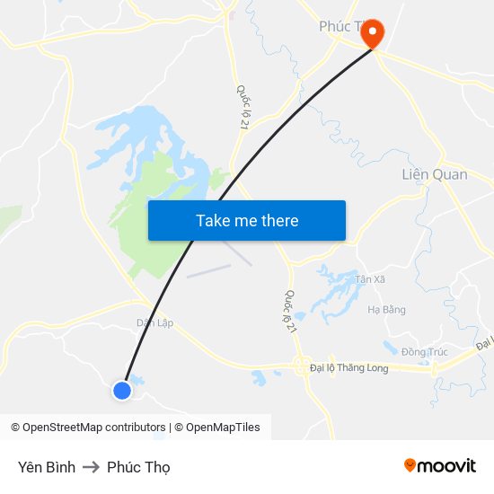 Yên Bình to Phúc Thọ map