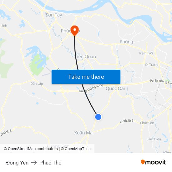 Đông Yên to Phúc Thọ map