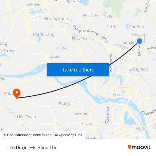 Tiên Dược to Phúc Thọ map