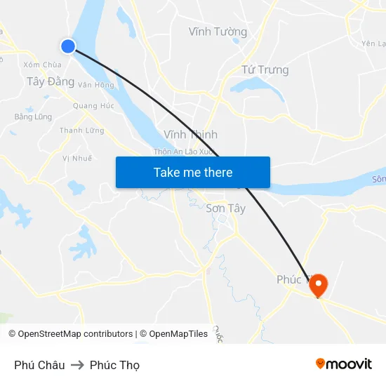 Phú Châu to Phúc Thọ map