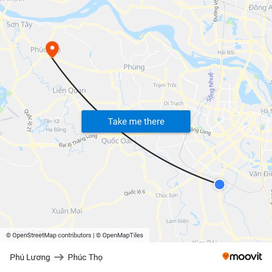 Phú Lương to Phúc Thọ map