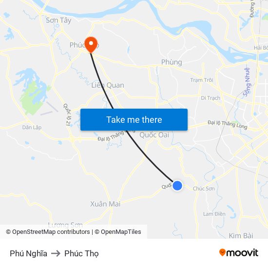 Phú Nghĩa to Phúc Thọ map