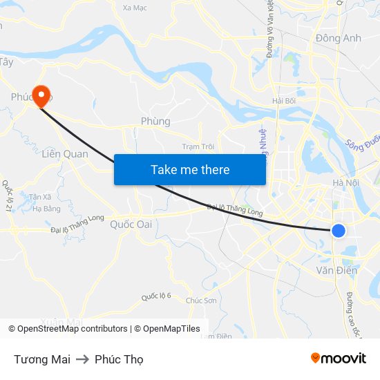 Tương Mai to Phúc Thọ map